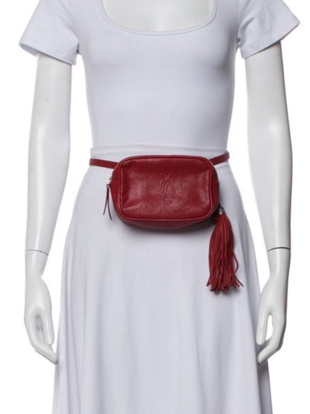 Yves Saint Laurent Red Leather Camera Crossbody with Tassel Fringe